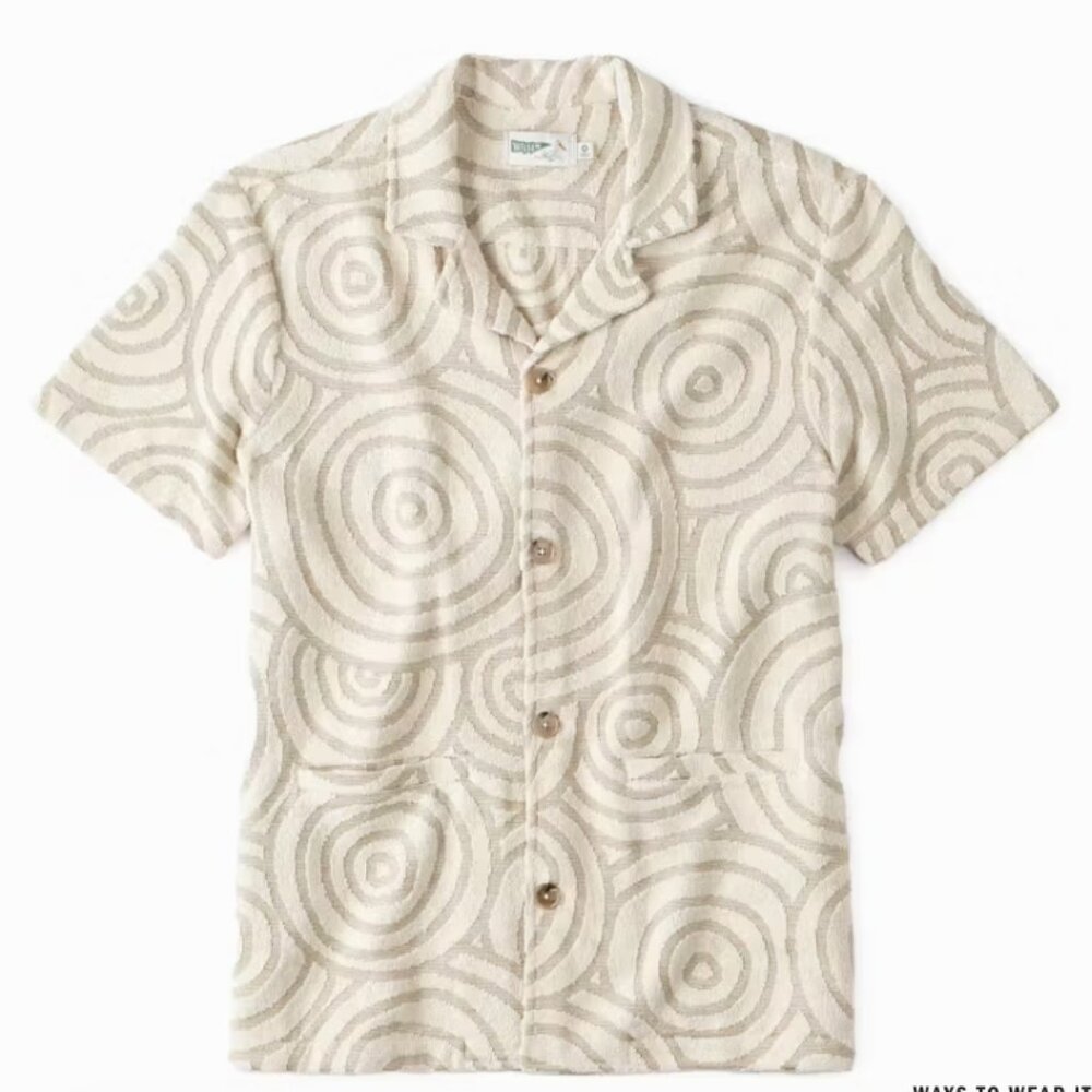 Wellen Cabana Terry Short Sleeve Shirt in Sand Swirl - Large